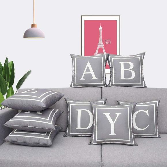 Alphabet A Throw Pillow Case 18 x 18 Inch Fascidorm Gray Pillow Cover English - Picture 7 of 10
